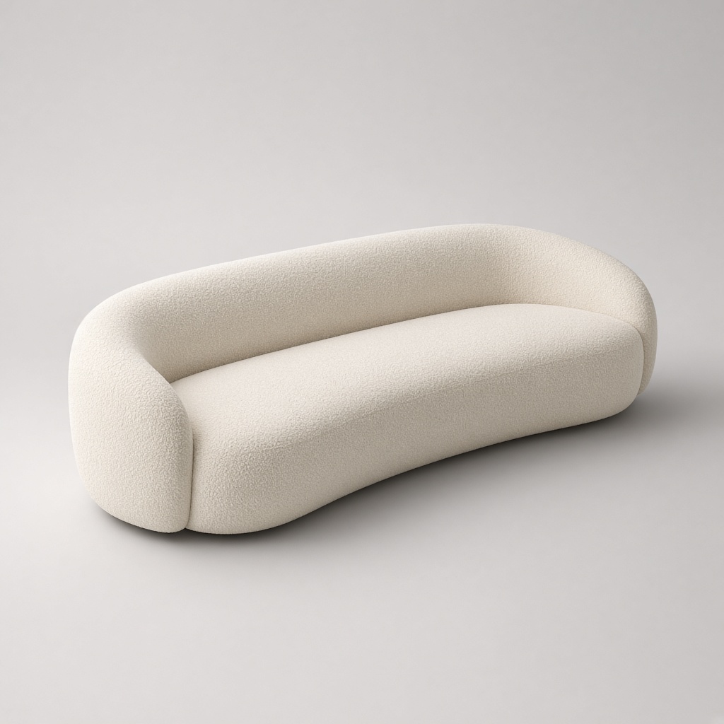 Curved Boucle Sofa – Living Room