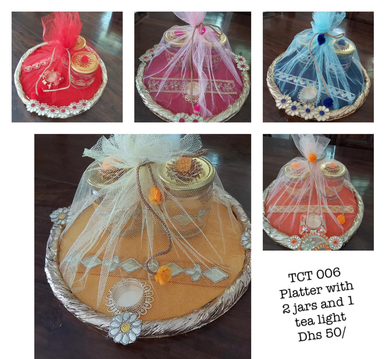 Gift platter with jars and tealight