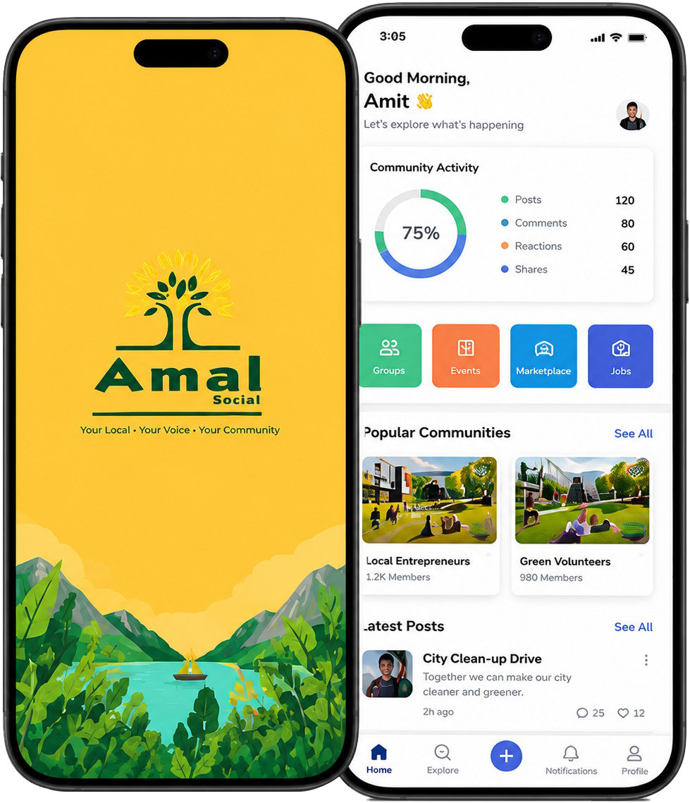 Amal Social mobile app preview